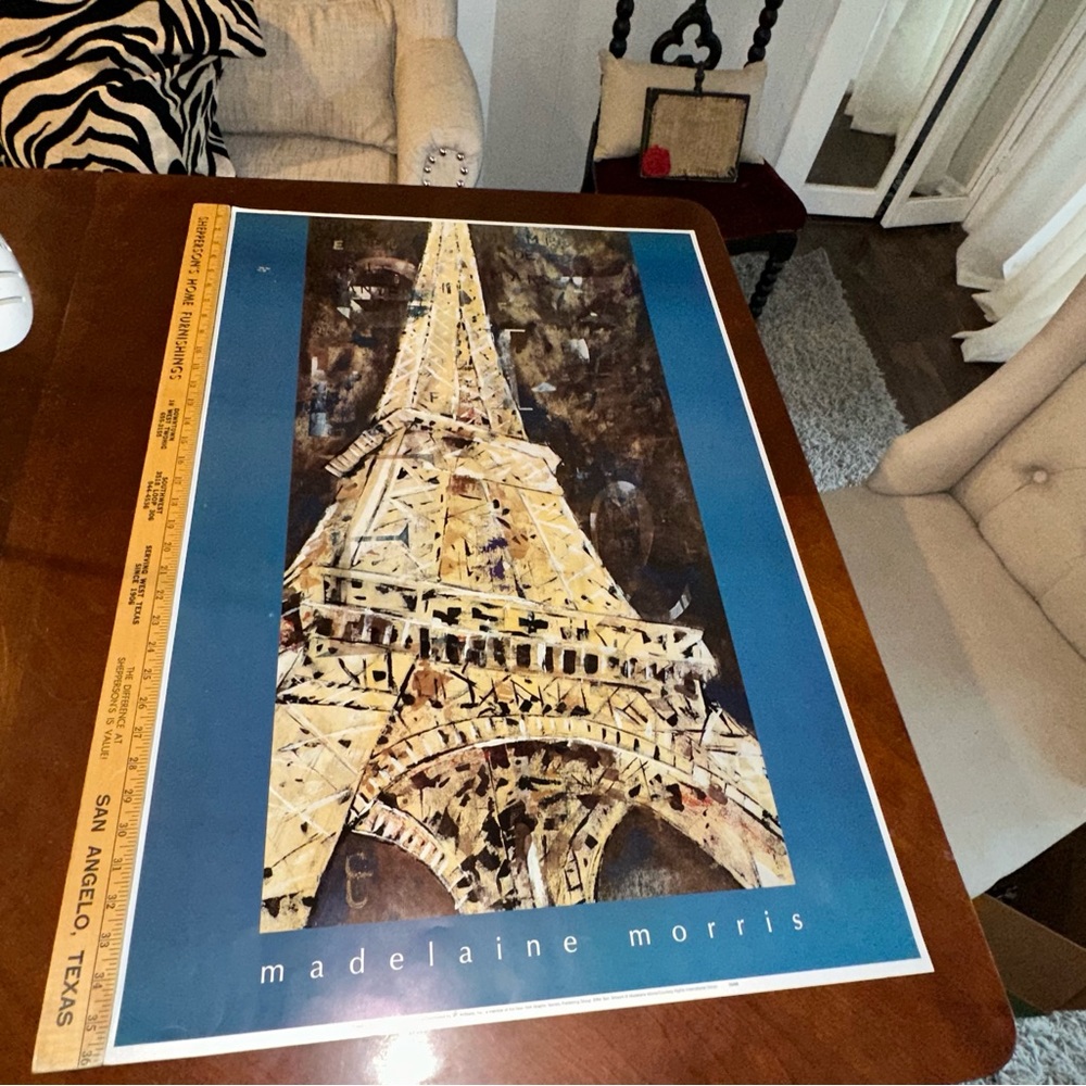Eiffel Tower Paris France Poster by Madelaine Morris Vintage 2012 Mosaic Style